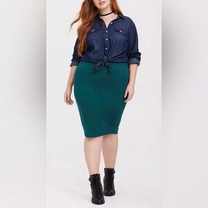 Torrid Teal Pencil Ponte Skirt
